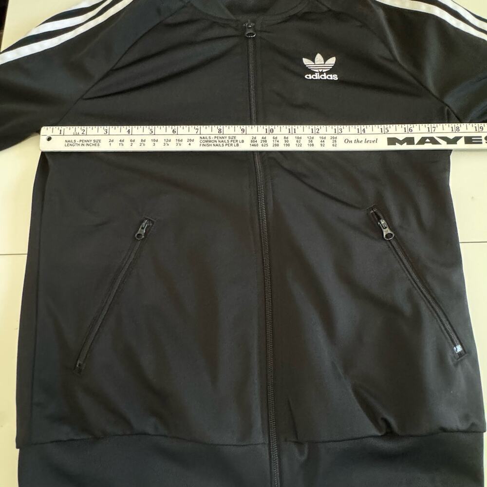 Adidas Track Jacket 3-Stripes Zip‎ Up Black White Size S - Picture 6 of 8